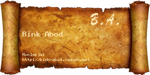 Bink Abod névjegykártya